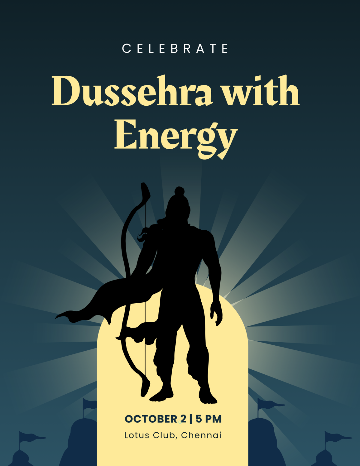 Free Gradient Dussehra Flyer Background Template to Edit Online