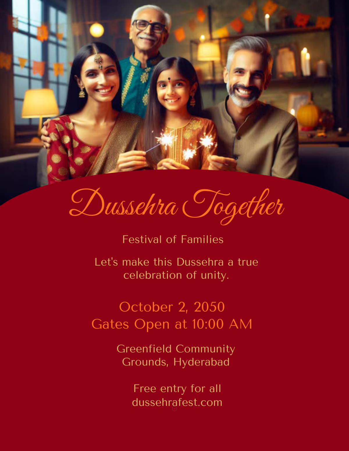 Free Elegant Dussehra Flyer Template to Edit Online