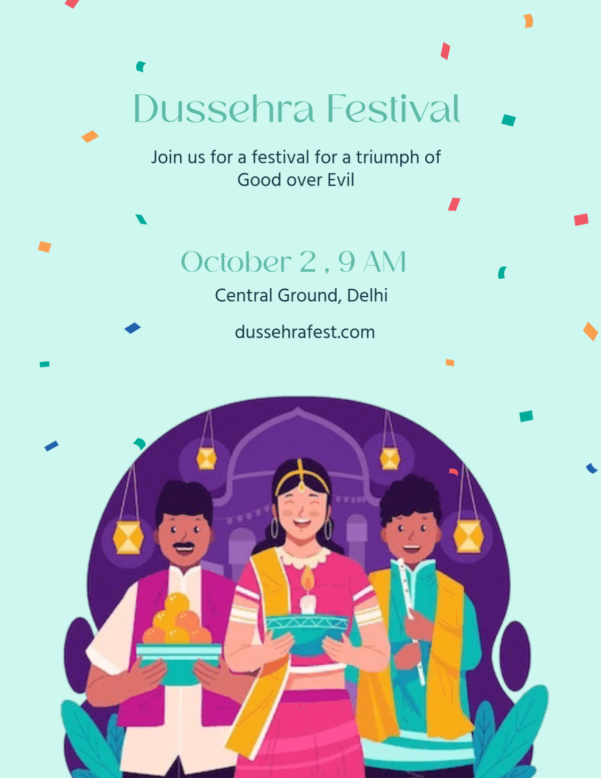 Free Dussehra Community Flyer Template to Edit Online