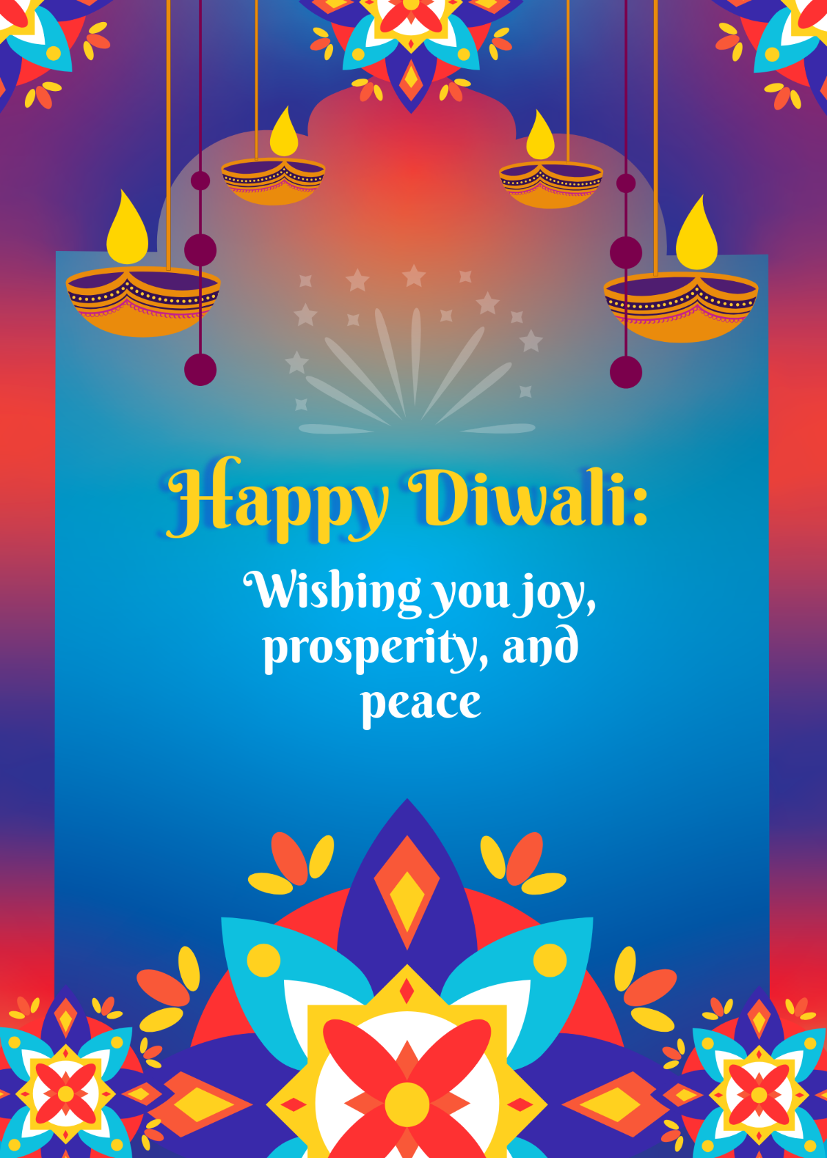 Free Colorful Happy Diwali Template to Edit Online