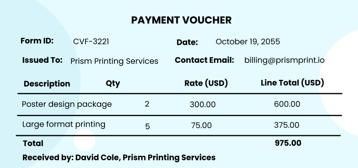 Free Creative Payment Voucher Form Template to Edit Online
