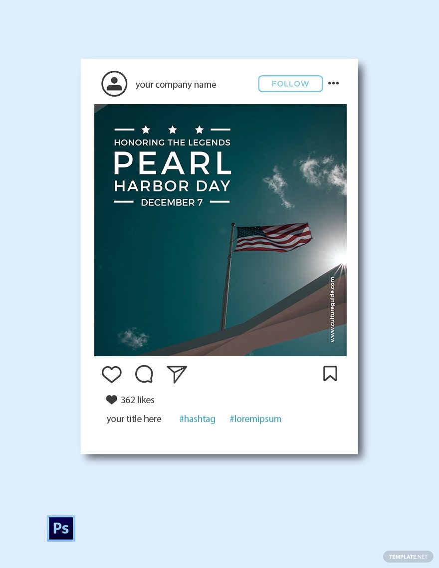 Pearl harbor day instagram post template in PSD