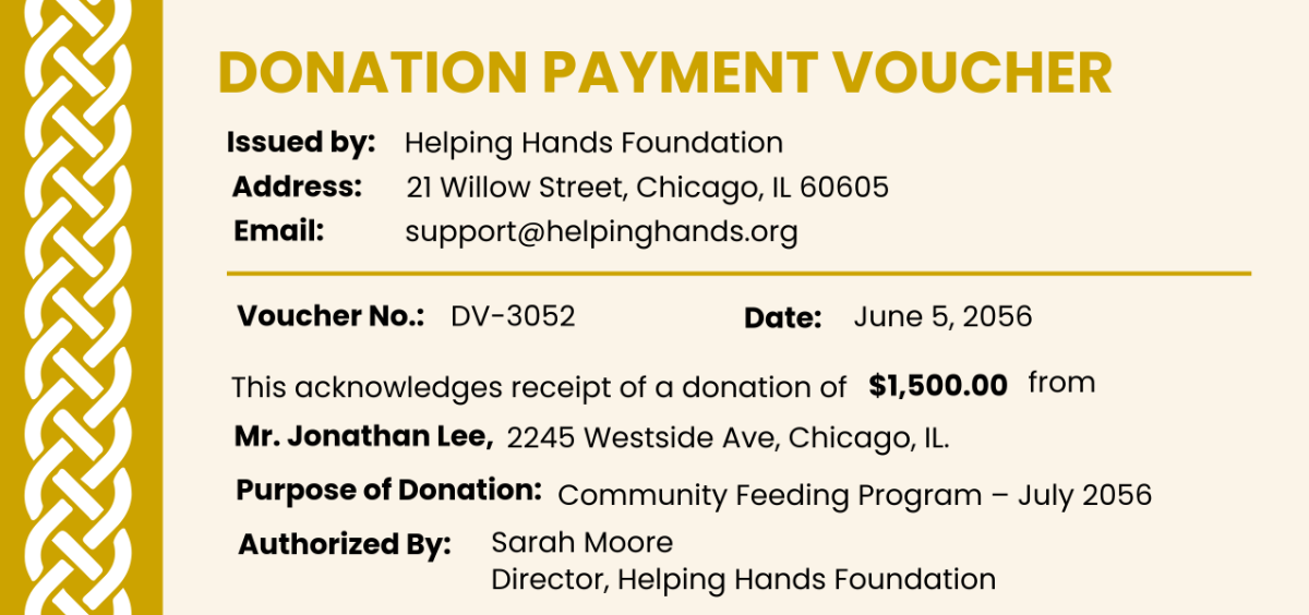 Donation Payment Voucher Template to Download