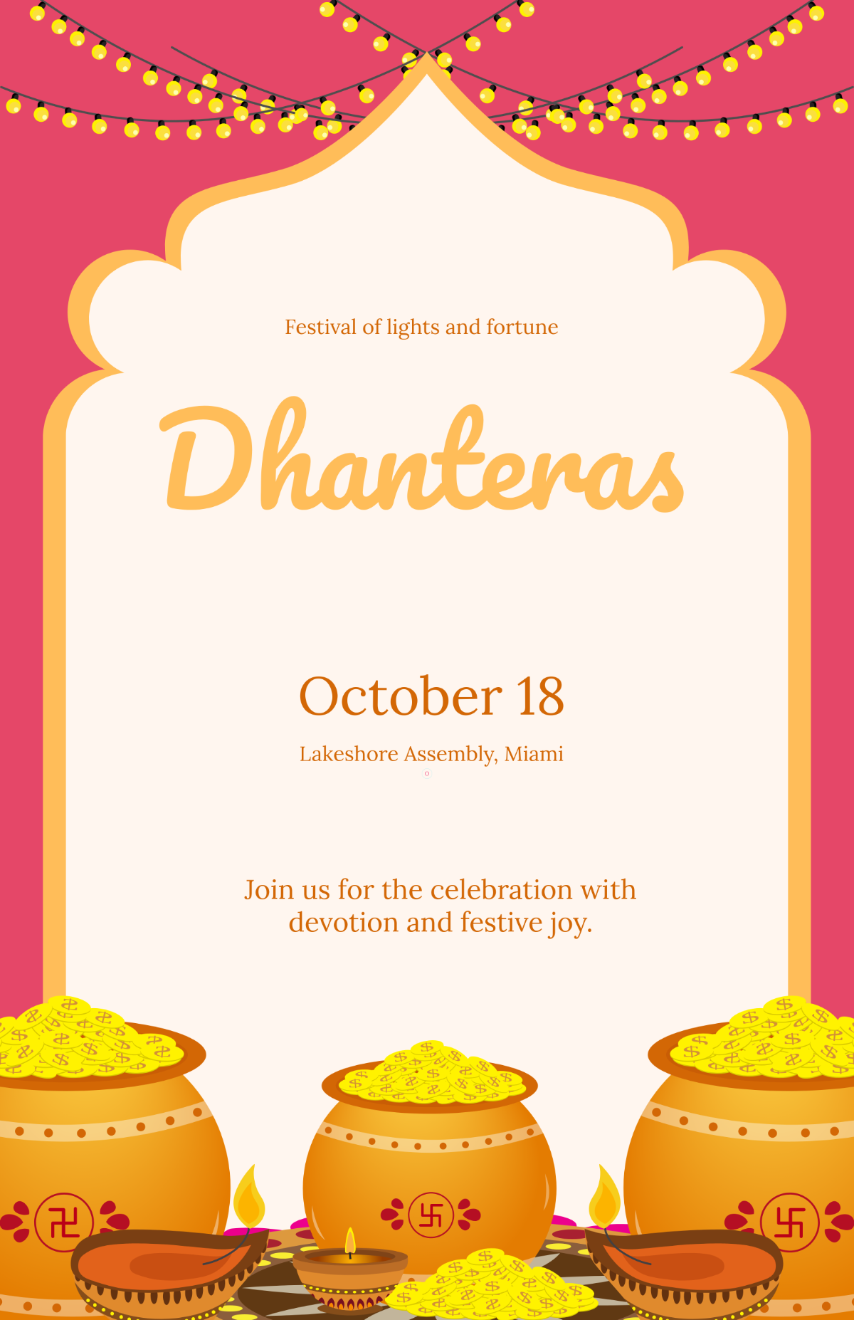 Free Colorful Dhanteras Lights Template to Edit Online