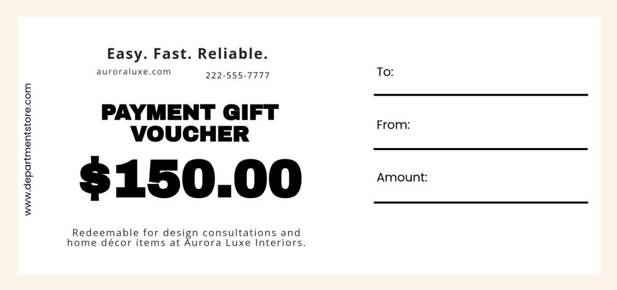 Free Aesthetic Payment Gift Voucher Template to Edit Online