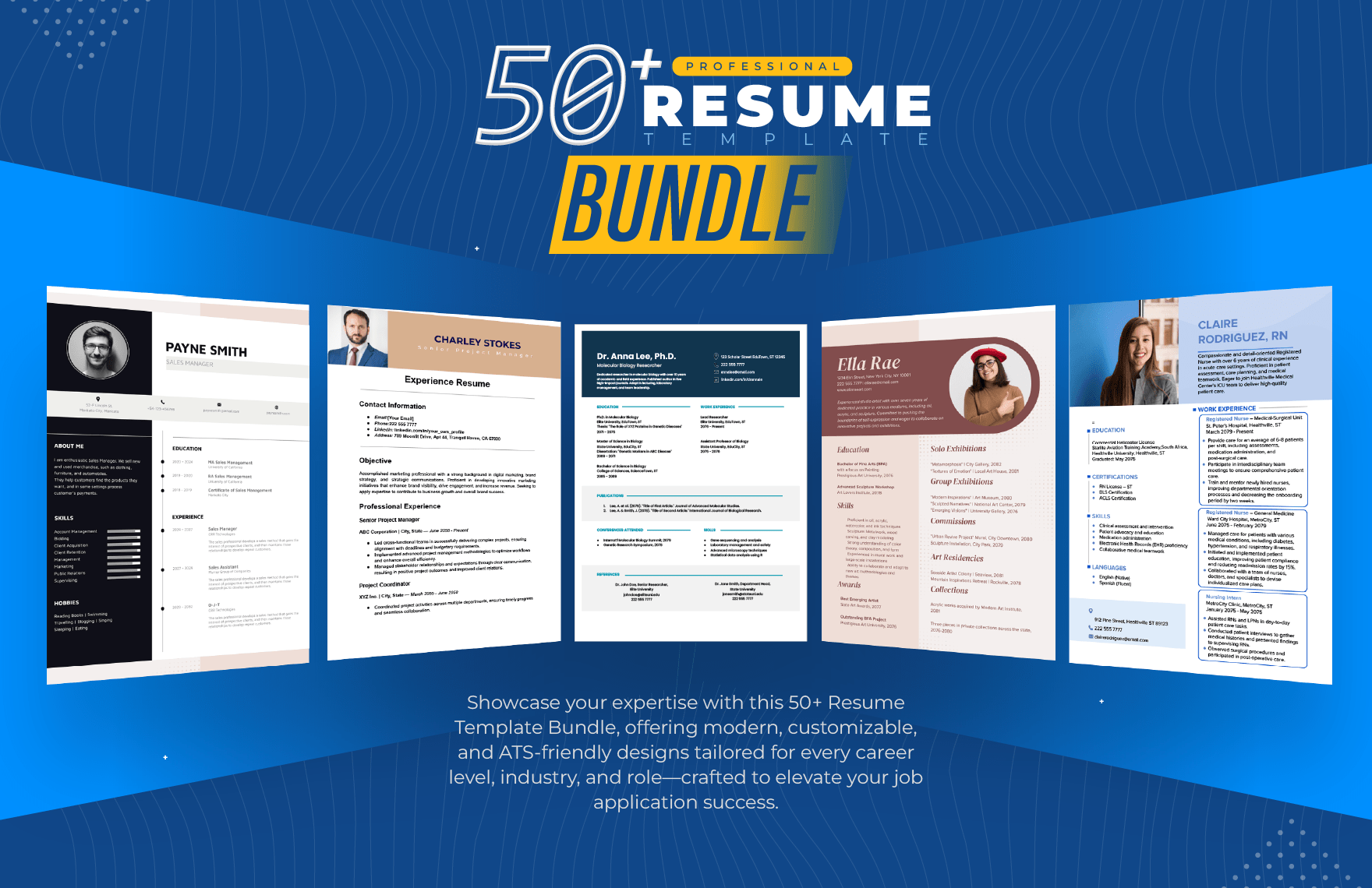 50+ Professional Resume Template Bundle in Word, Google Docs to Download