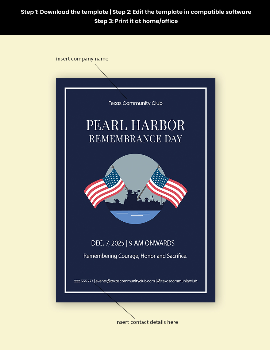 Pearl Harbor remembrance Day flyer Format