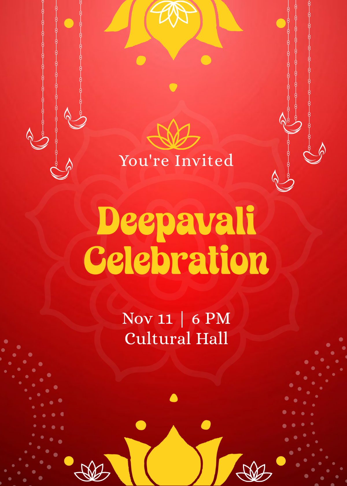 Free Deepavali Invitation Card Template to Edit Online