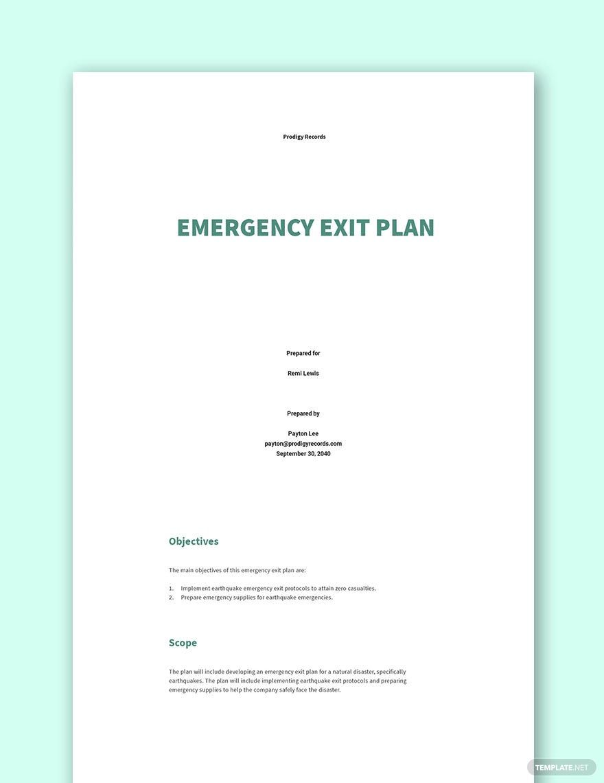 Emergency Exit Plan Template