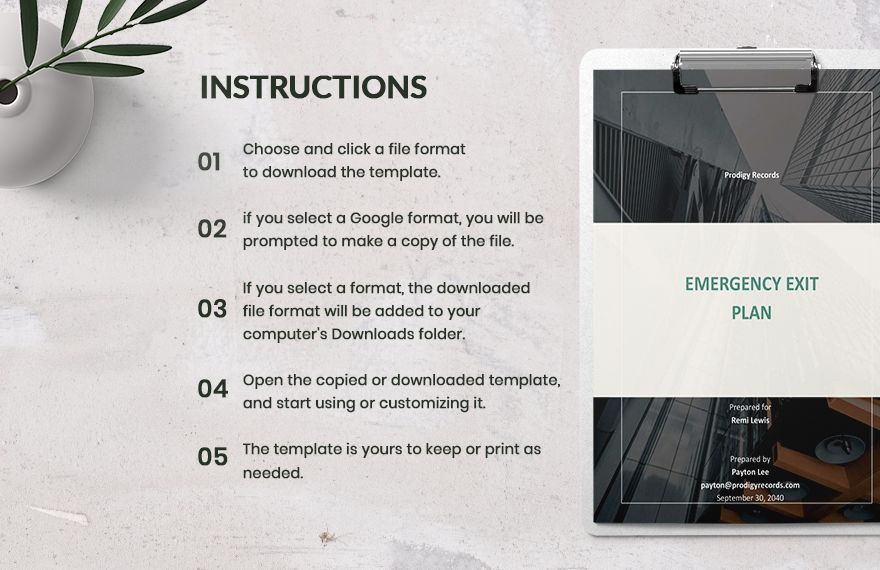 Emergency Exit Plan Template