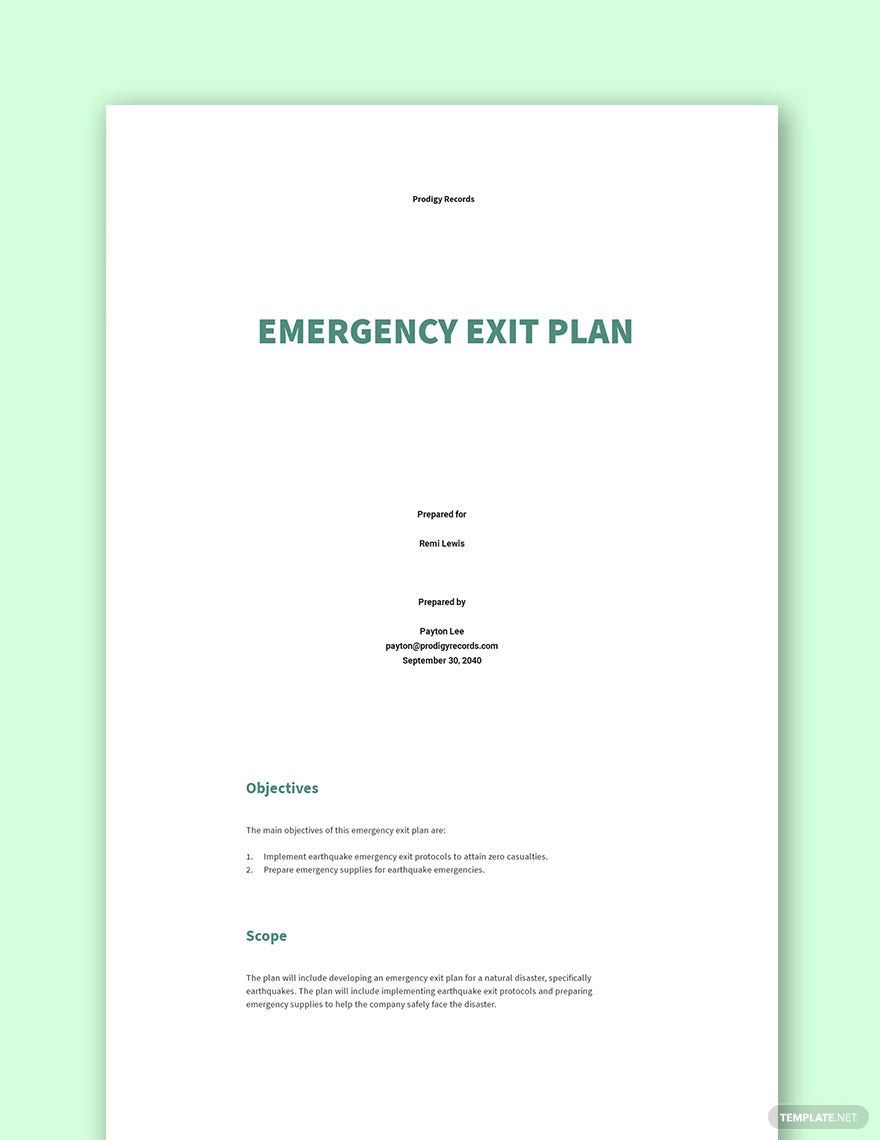 Emergency Action Plans Templates Pages Format Free Download