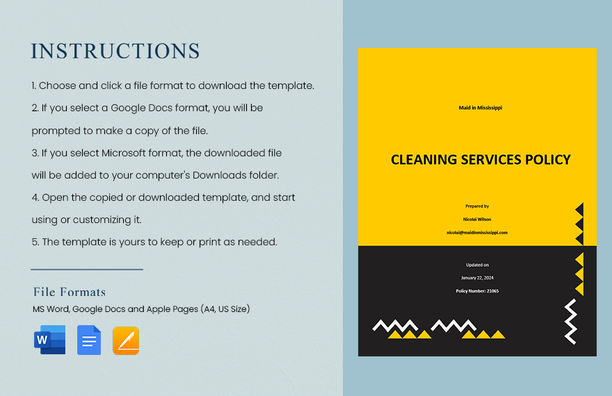 Cleaning Services Policy Template