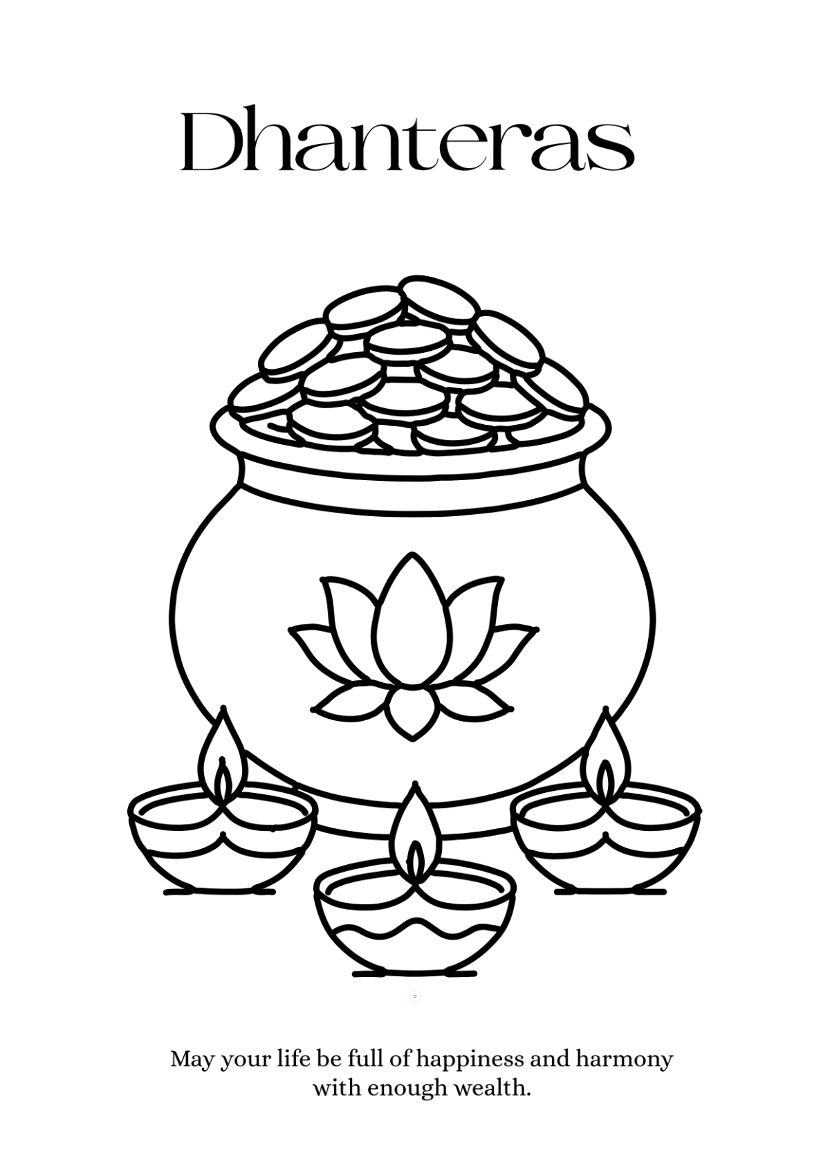 Free Dhanteras Coloring Page Template to Edit Online