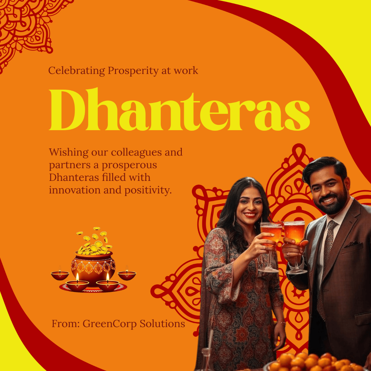 Free Dhanteras LinkedIn Post Template to Edit Online