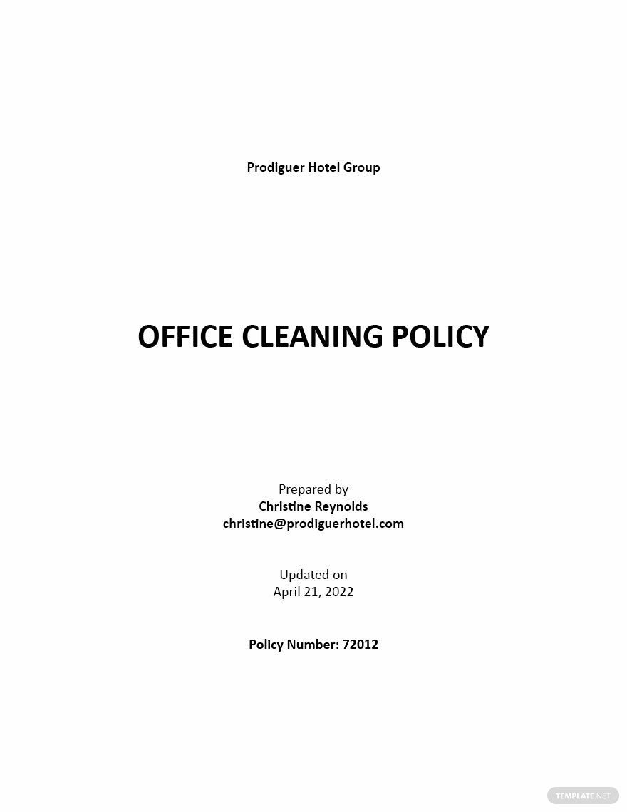 Office Cleaning Policy Template