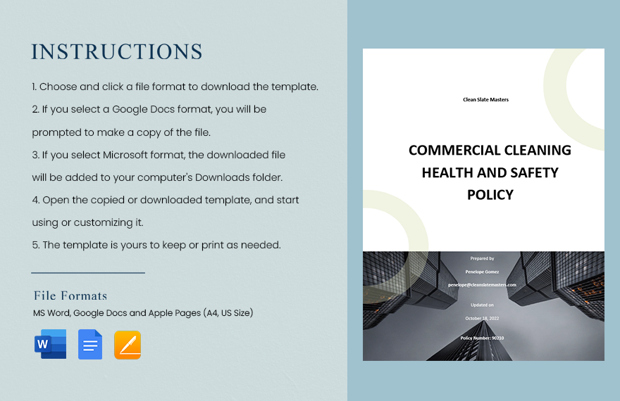 Commercial Cleaning Health and Safety Policy Template