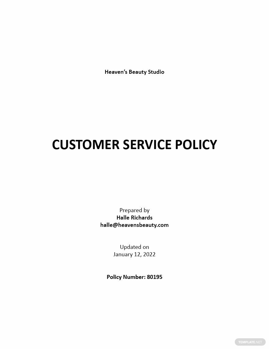 Sample Customer Service Policy Template