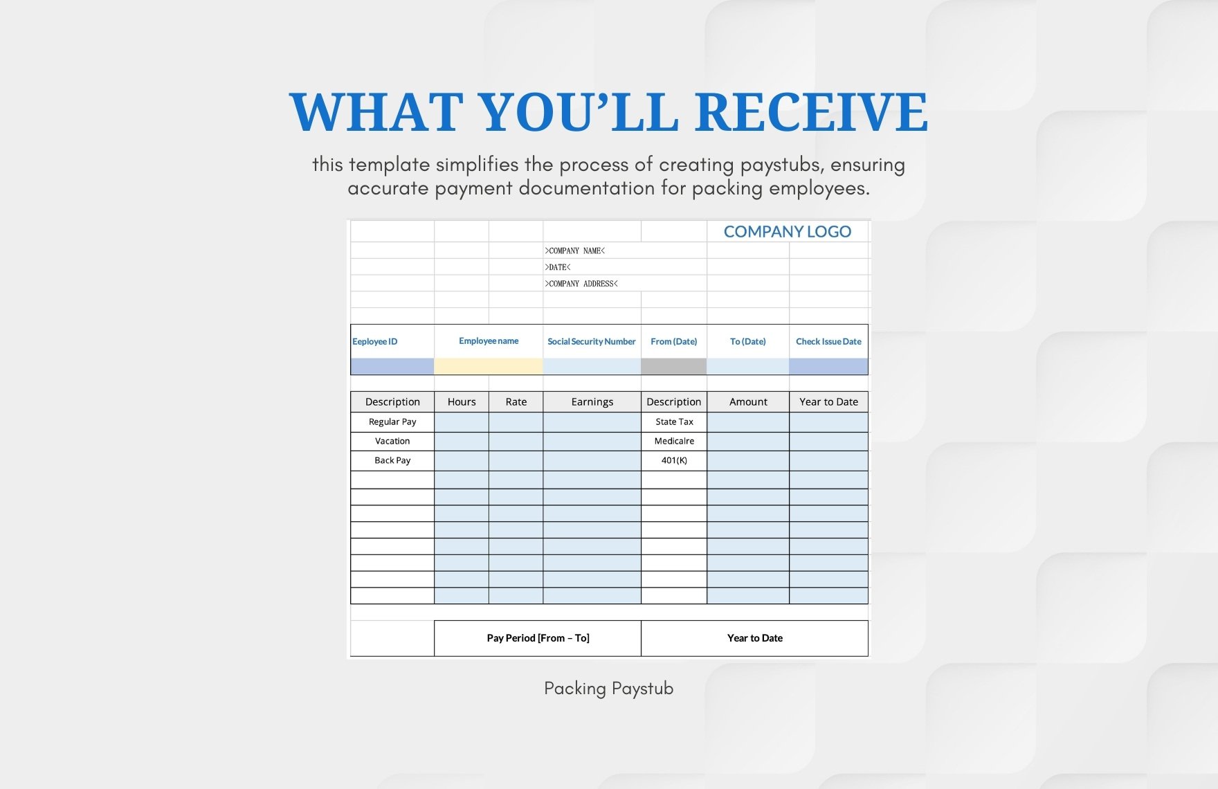 Packing Paystub Template