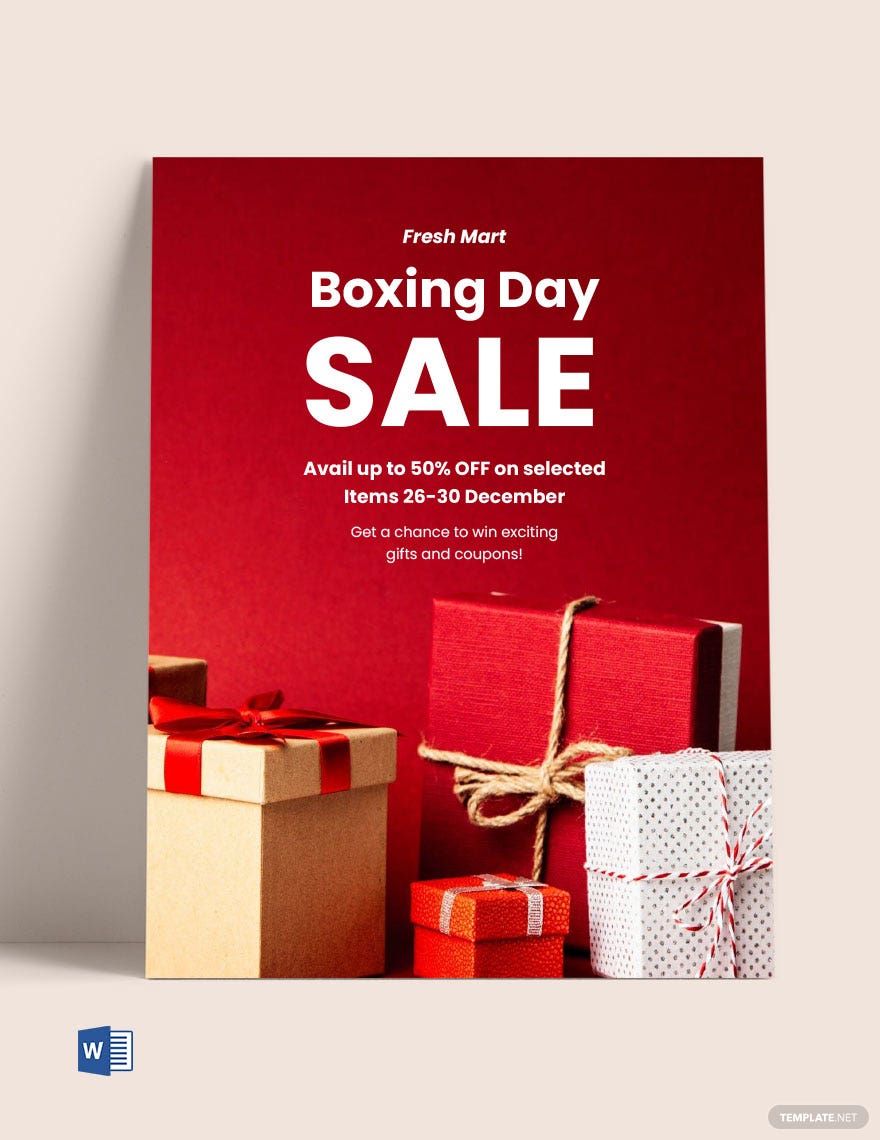 Boxing Day Retail Flyer Template in Word, Google Docs, Apple Pages, Publisher