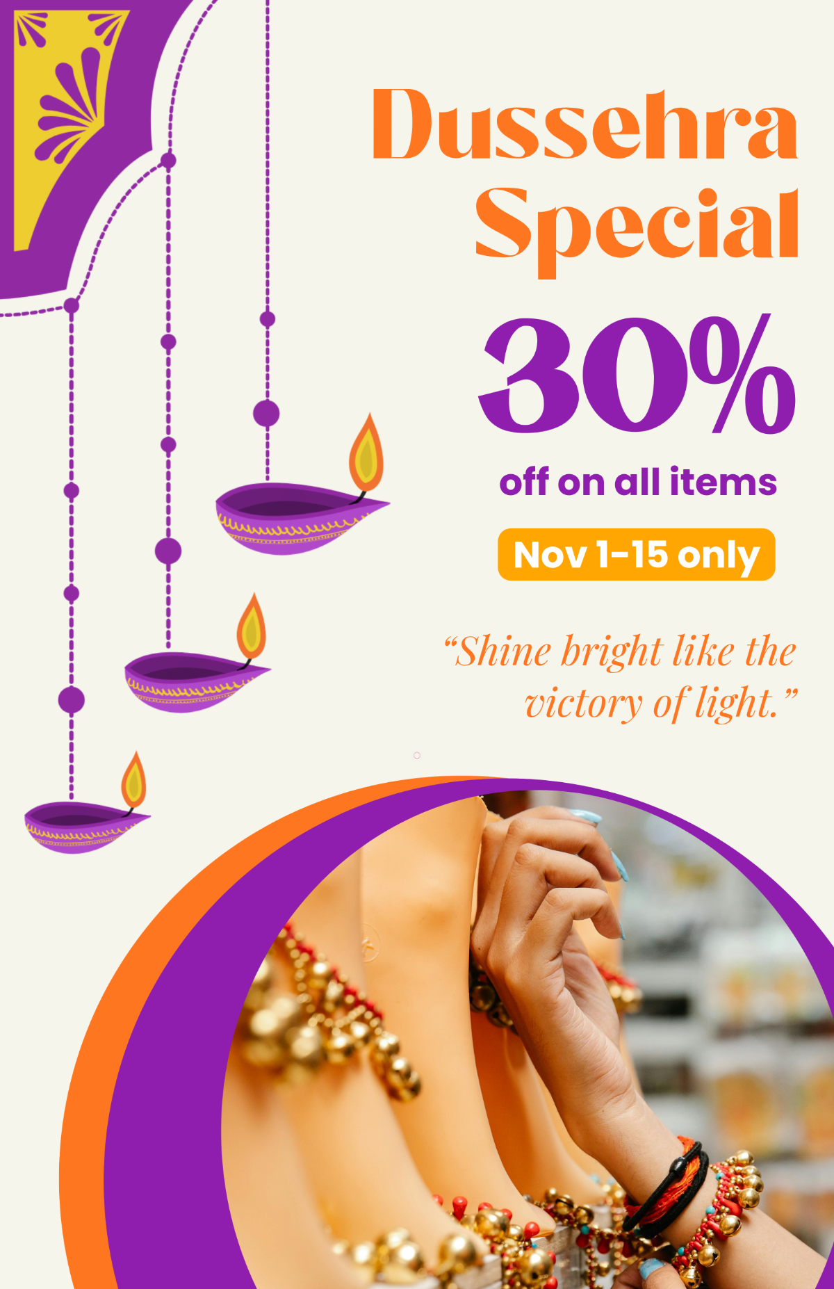 Free Dussehra Jewelry Quotes Design Template to Edit Online