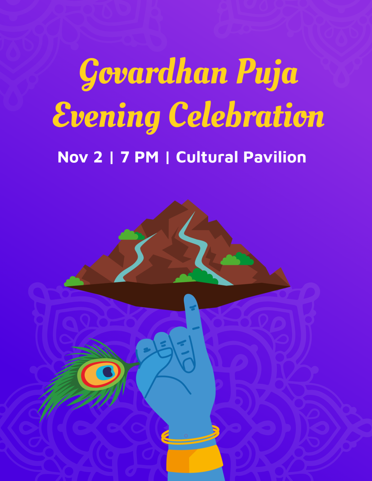 Free Happy Govardhan Puja Flyer Template to Edit Online