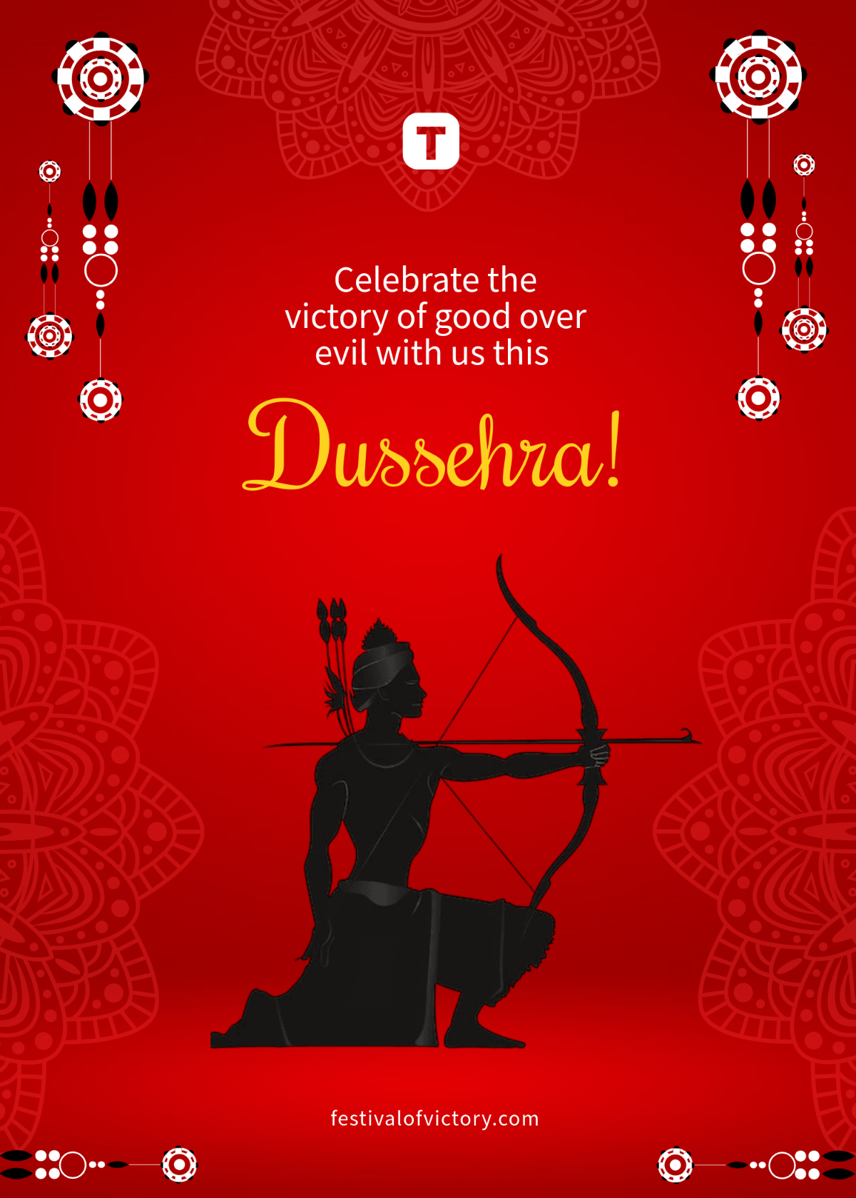 Free Dussehra Invitation Greeting Template to Edit Online