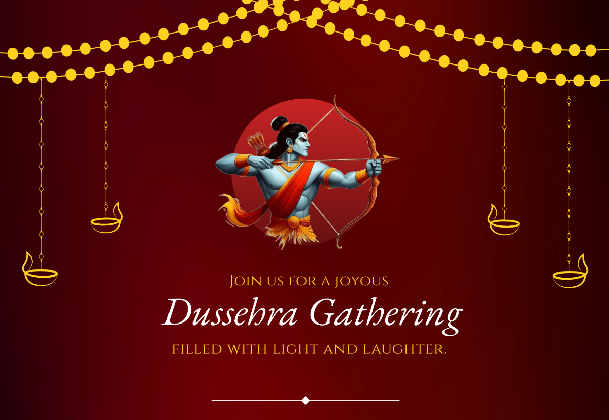 Free Blank Dussehra Invitation Card Template to Edit Online
