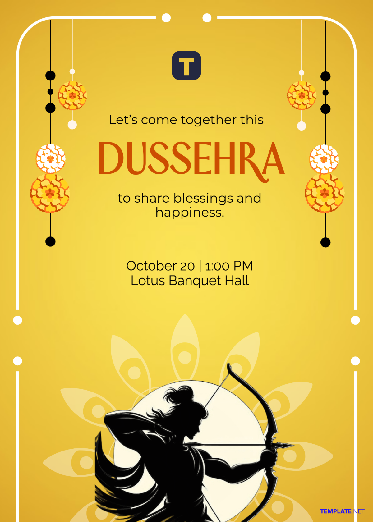 Free Happy Dussehra Invitation Template to Edit Online