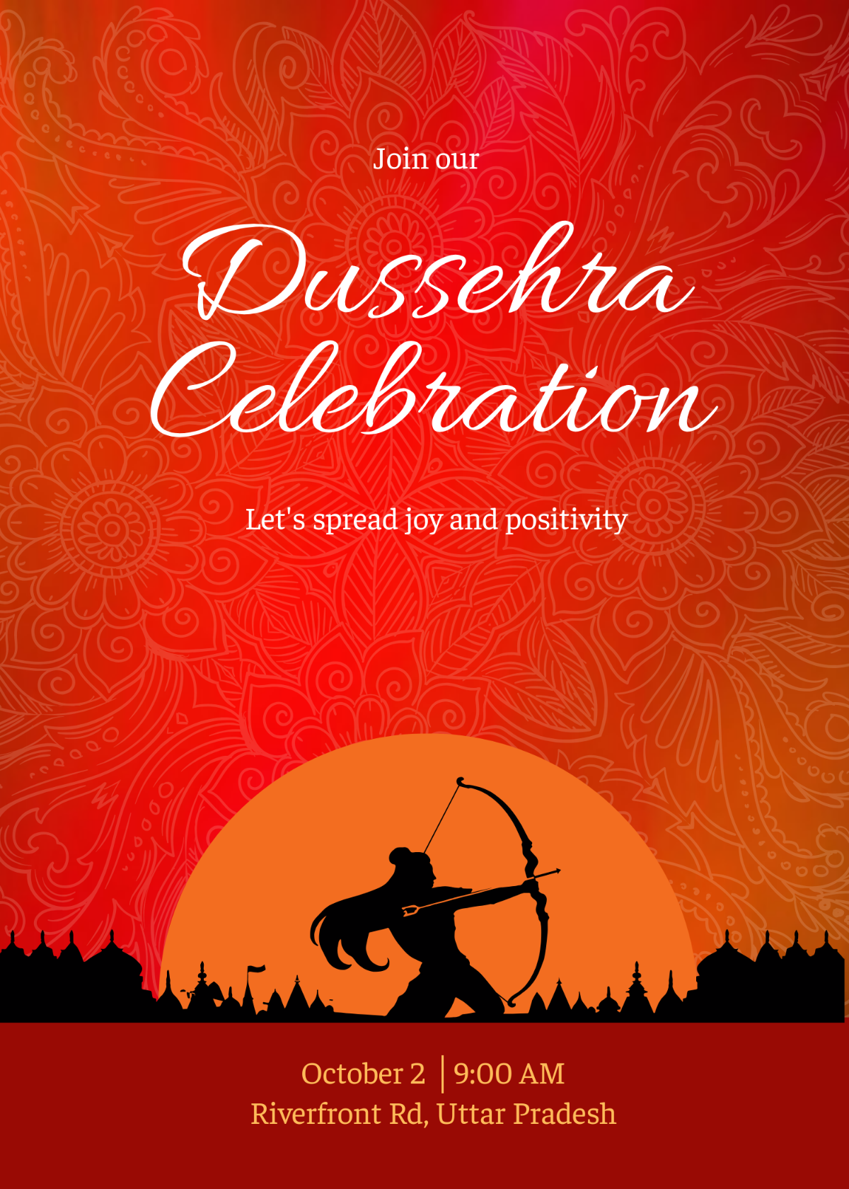 Free Vijayadashami Dussehra Invitation Template to Edit Online