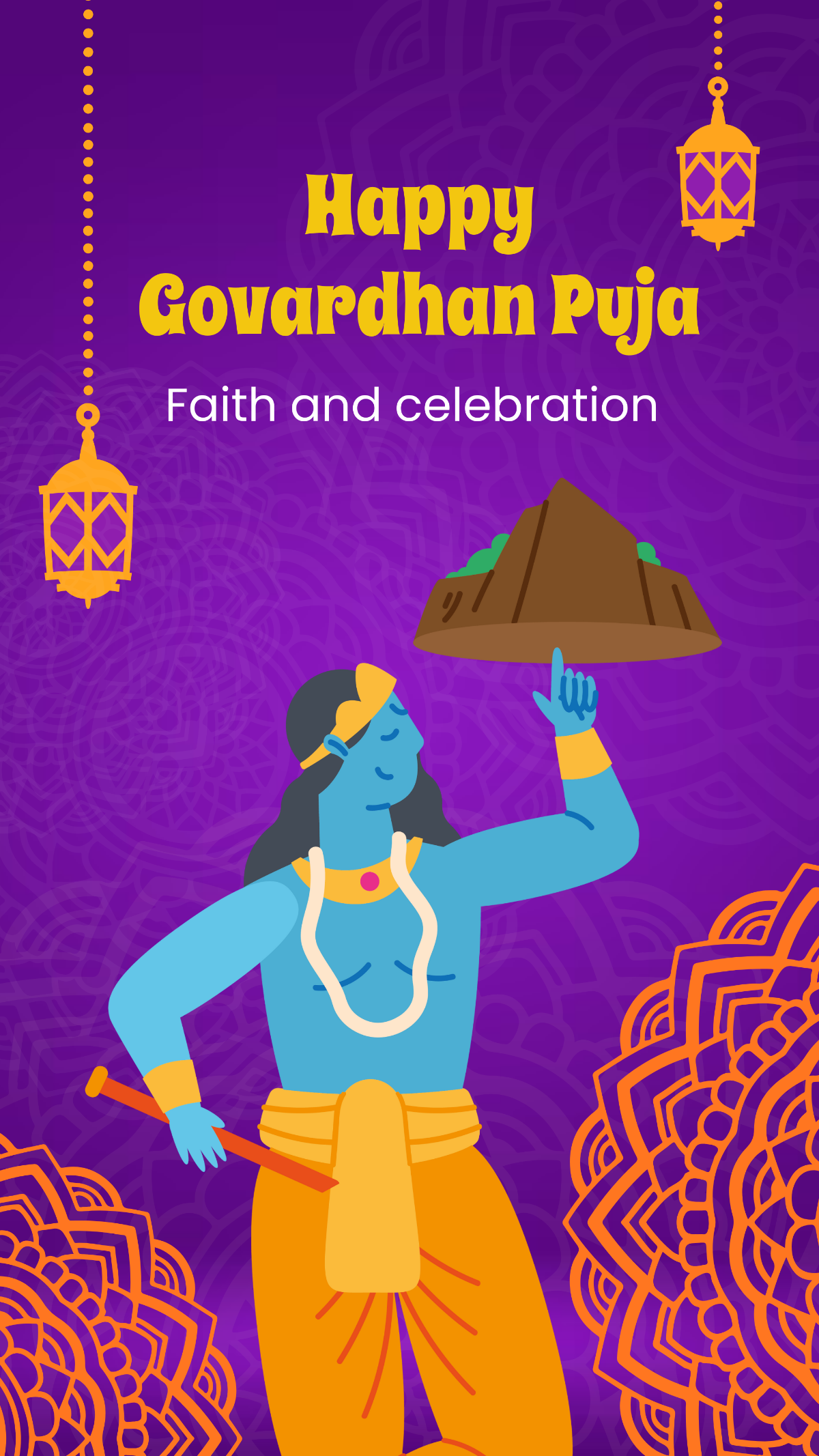 Free Happy Govardhan Puja Instagram Story Template to Edit Online