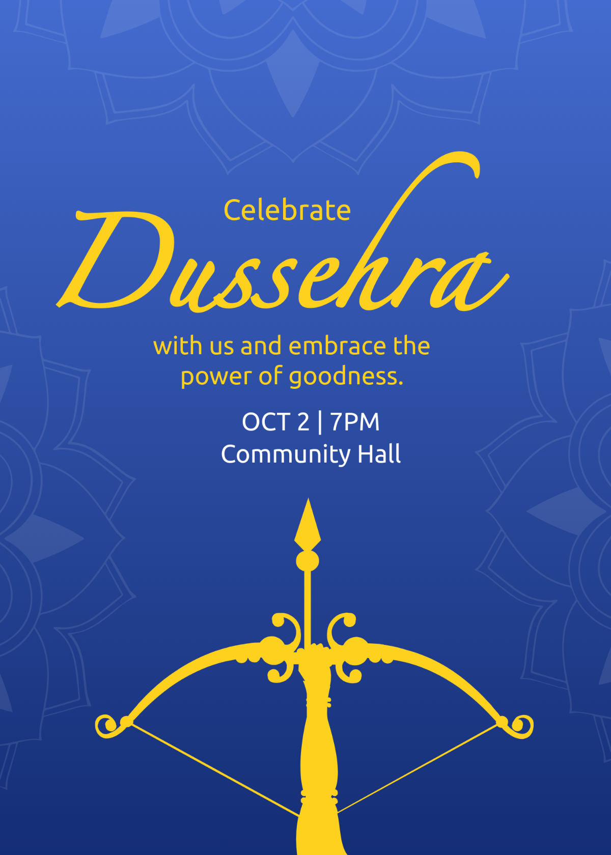 Free Elegant Dussehra Invitation Template to Edit Online