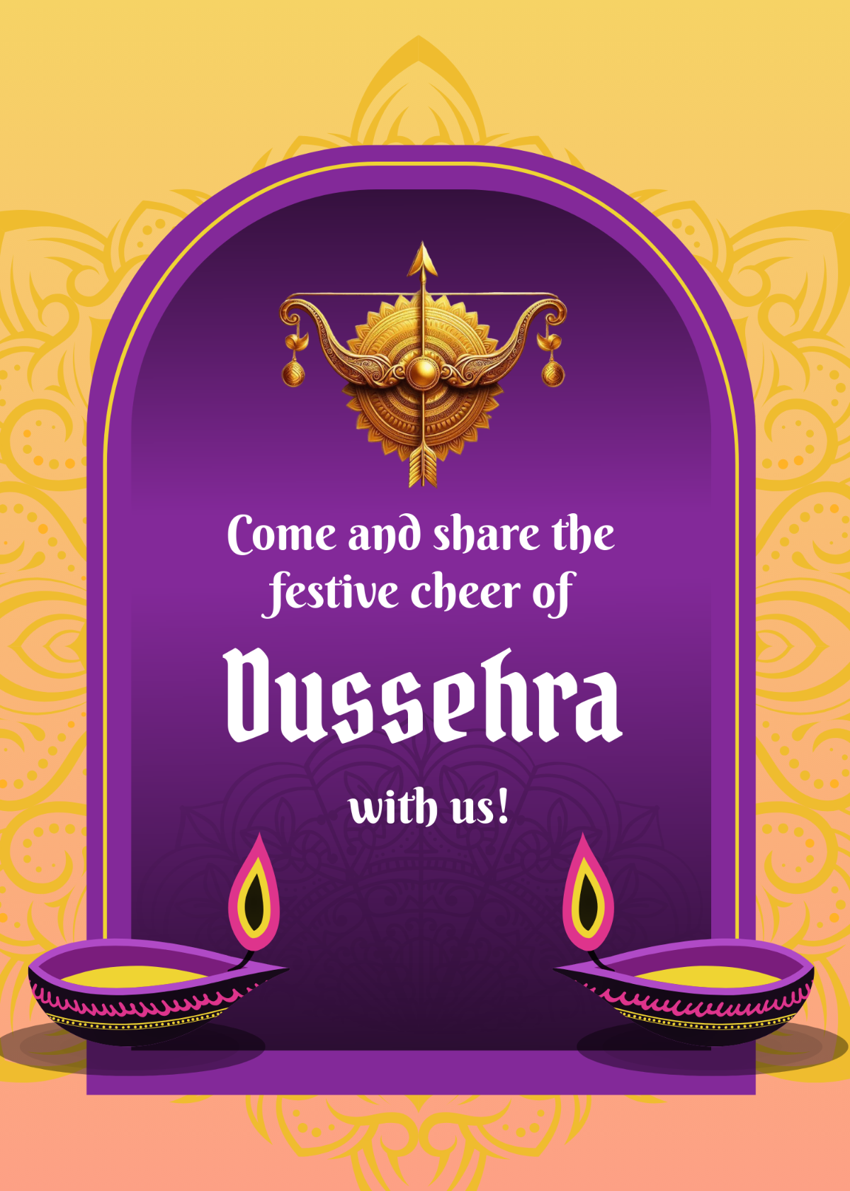 Free Traditional Dussehra Invitation Template to Edit Online