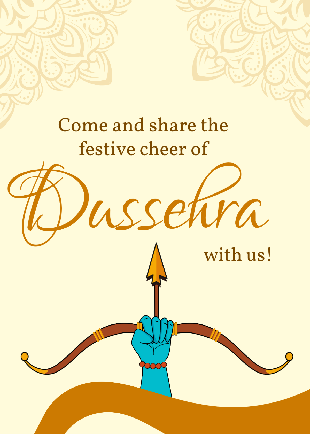 Free Aesthetic Dussehra Flares Invitation Template to Edit Online