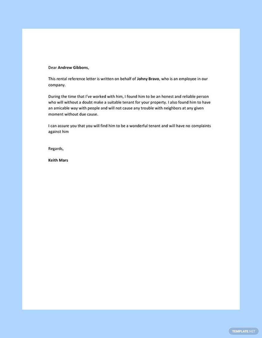 Free Reference Letter For Landlord From Employer Download In Word 