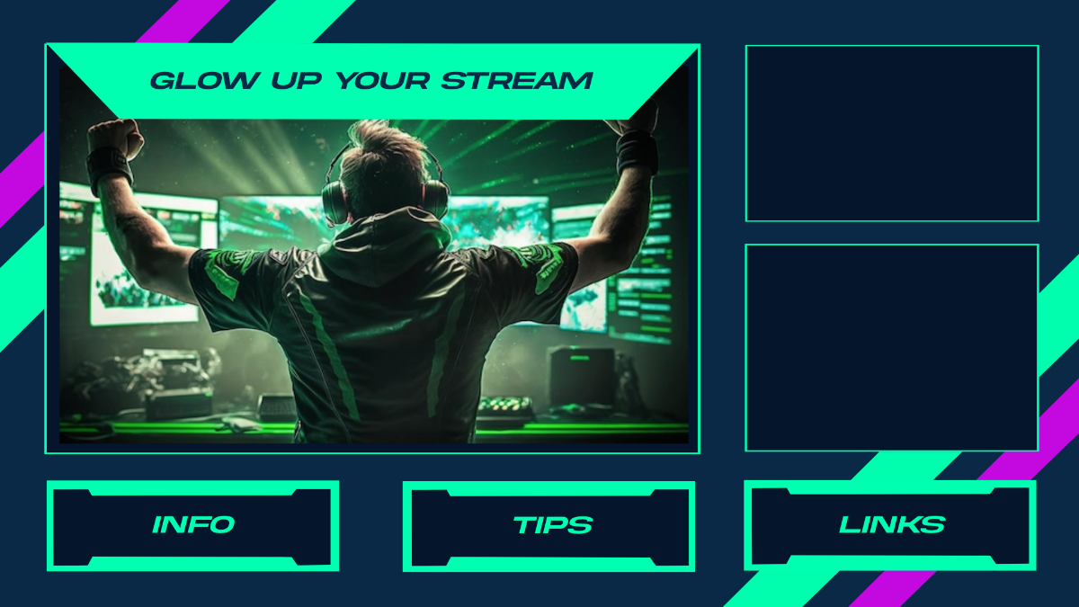 Free Neon Twitch Overlay Template to Edit Online