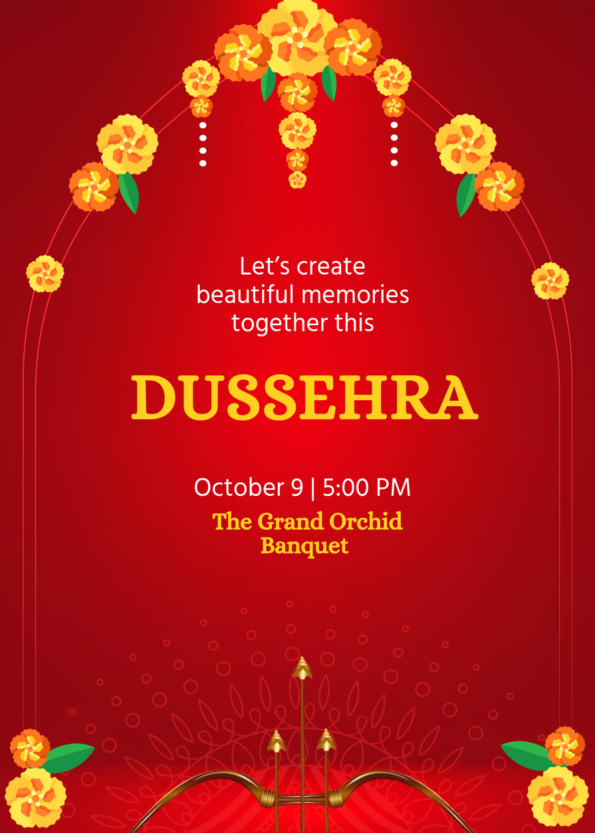 Free Dussehra Wedding Invitation Template to Edit Online