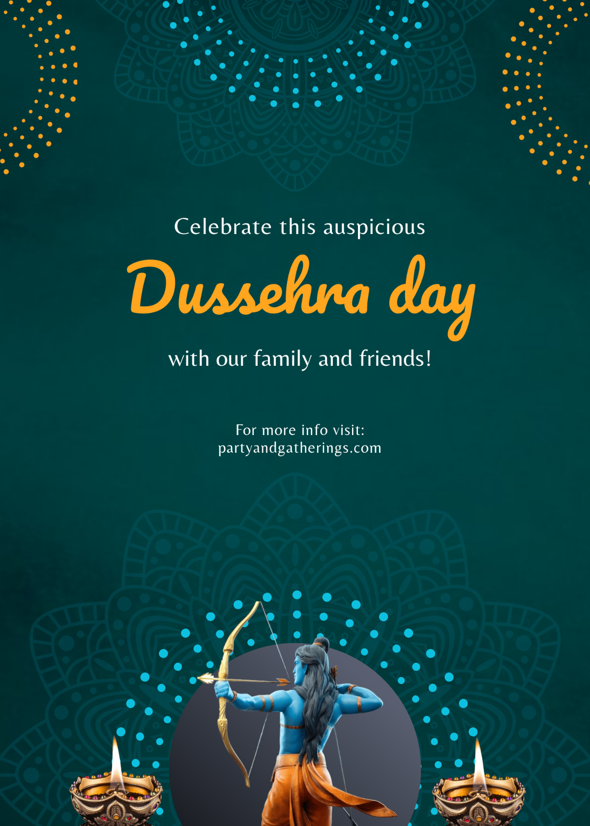 Free Simple Dussehra Party Invitation Template to Edit Online