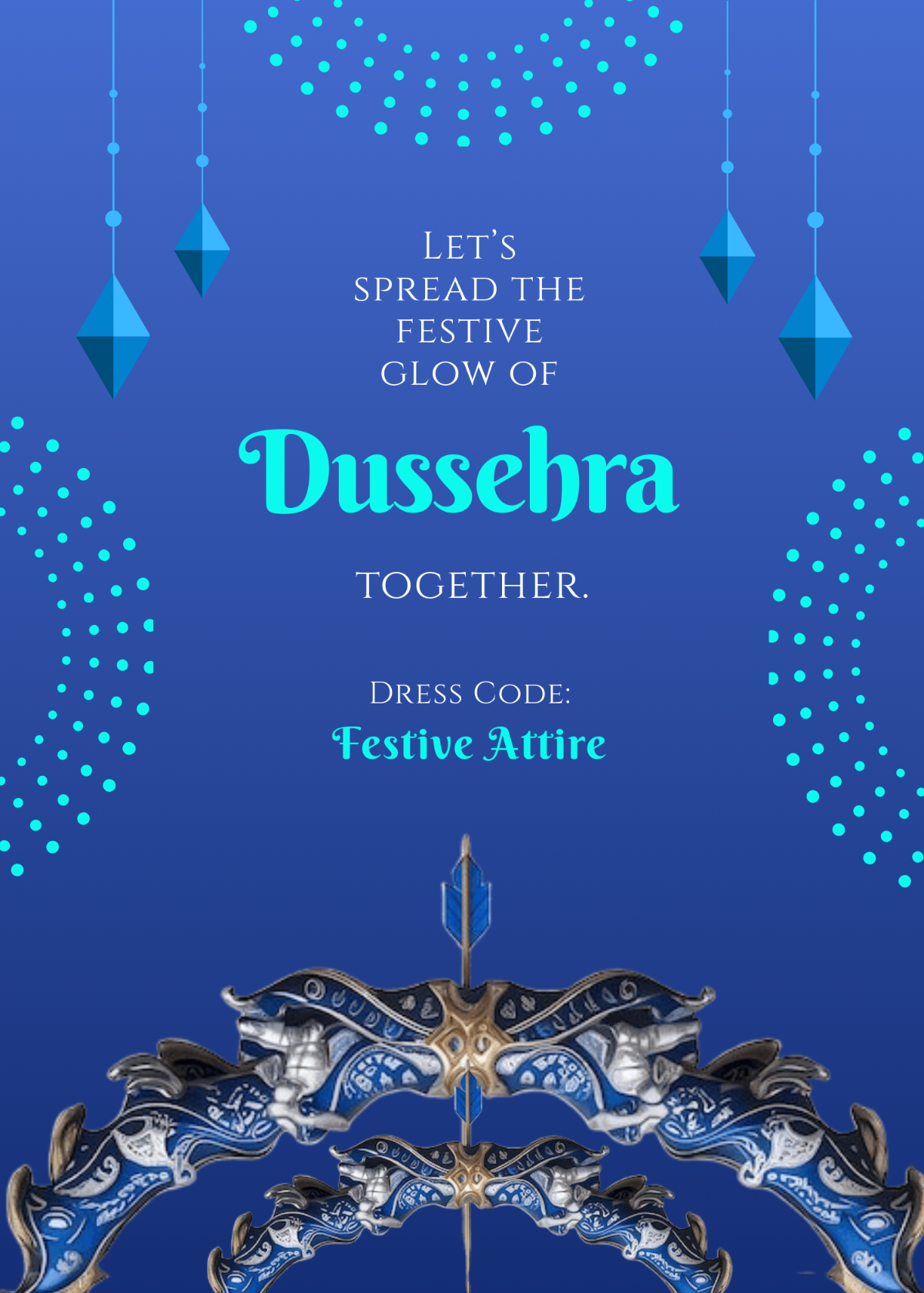Free Decorative Dussehra Invitation Template to Edit Online