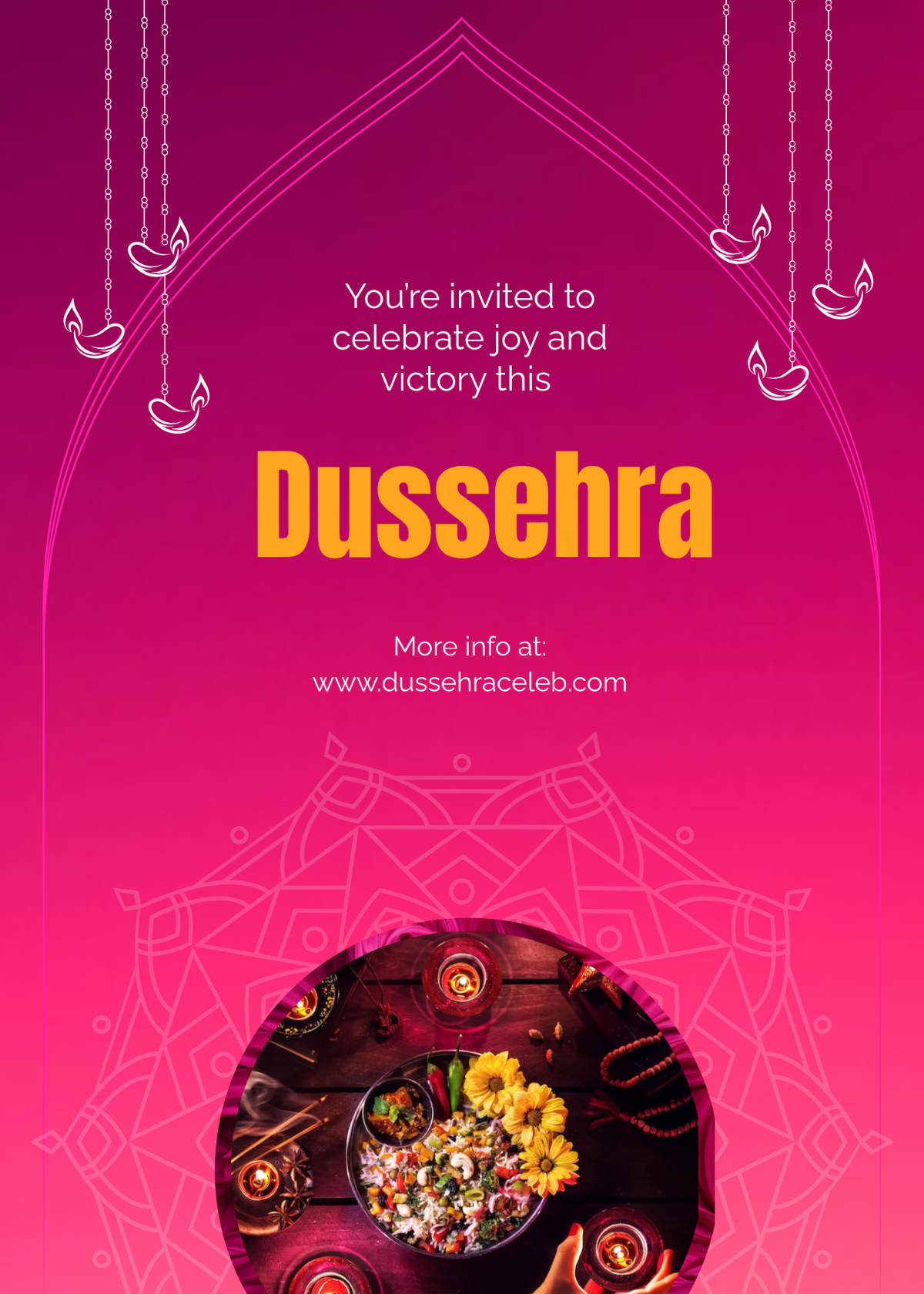 Free Creative Dussehra Dinner Invitation Template to Edit Online