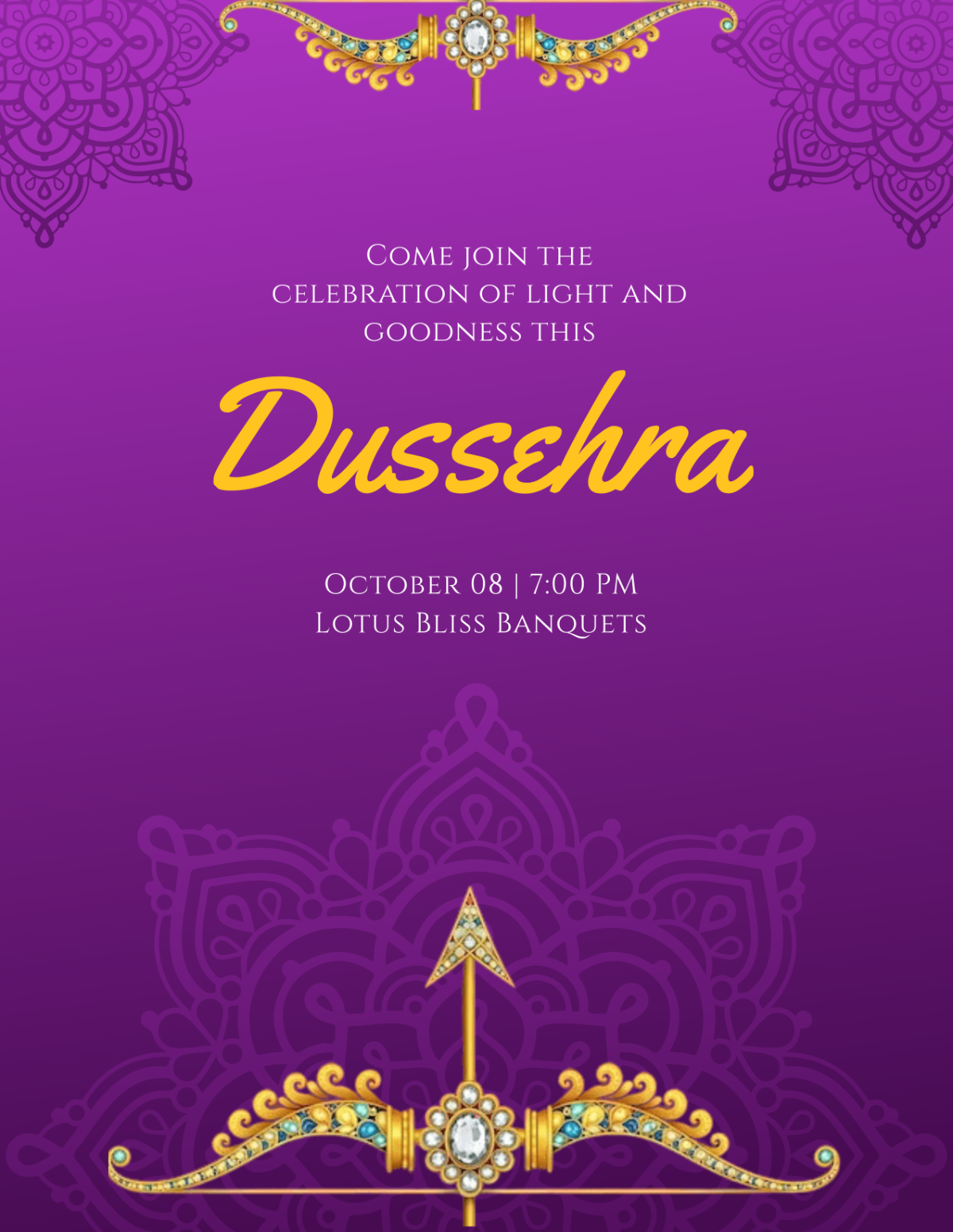 Free Dussehra Invitation Flyer Template to Edit Online