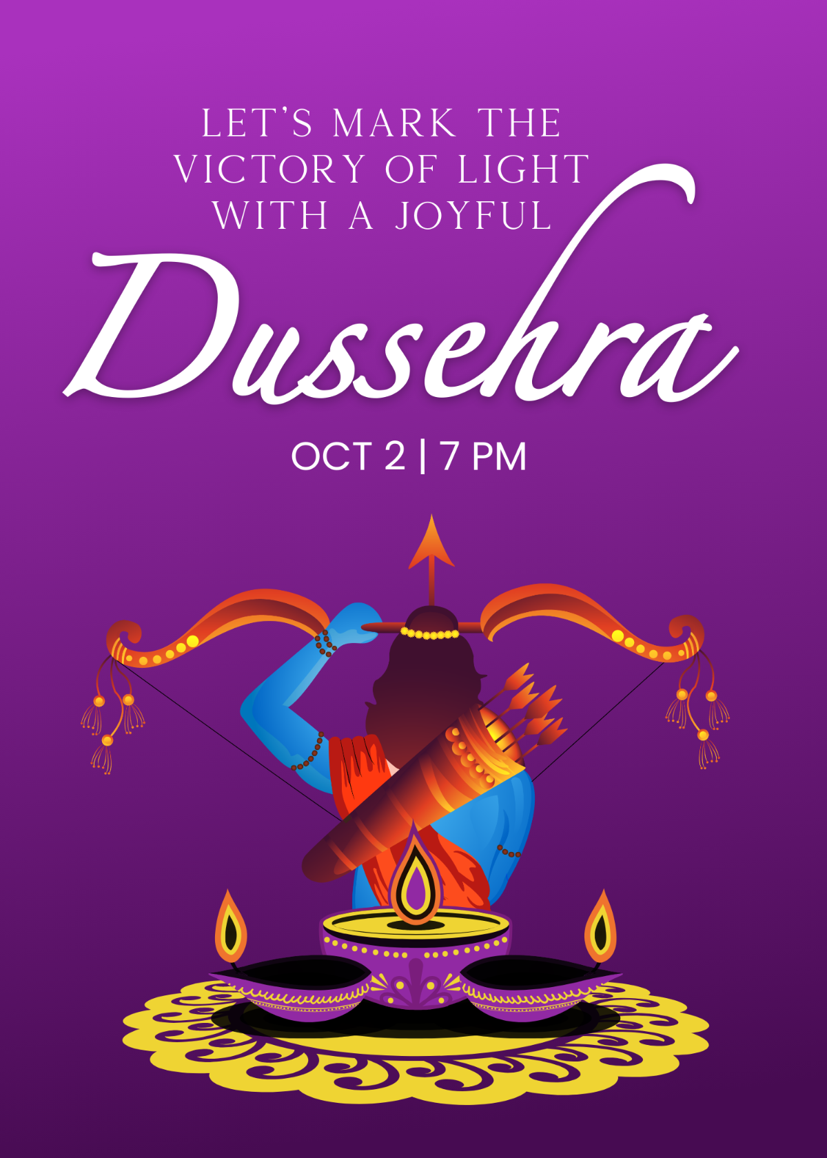 Free Dussehra Event Invitation Design Template to Edit Online