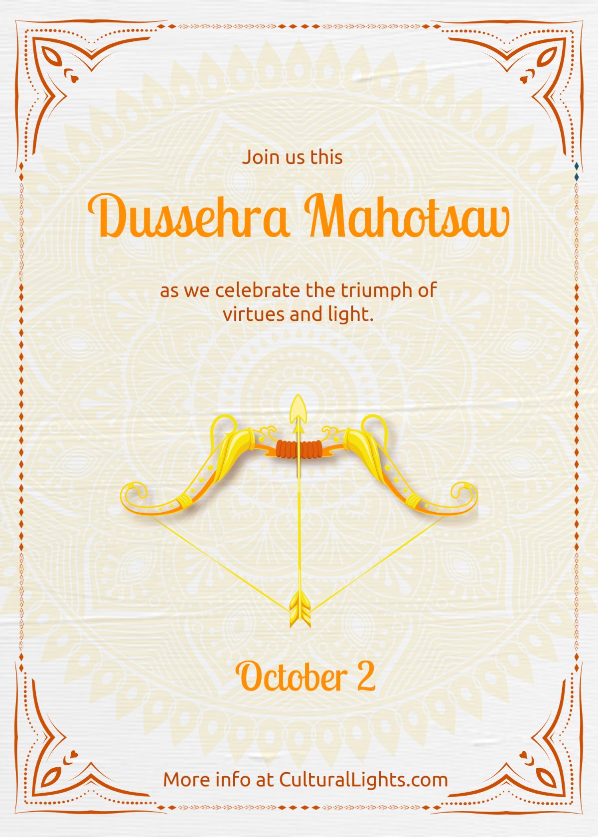 Free Dussehra Mahotsav Invitation Template to Edit Online