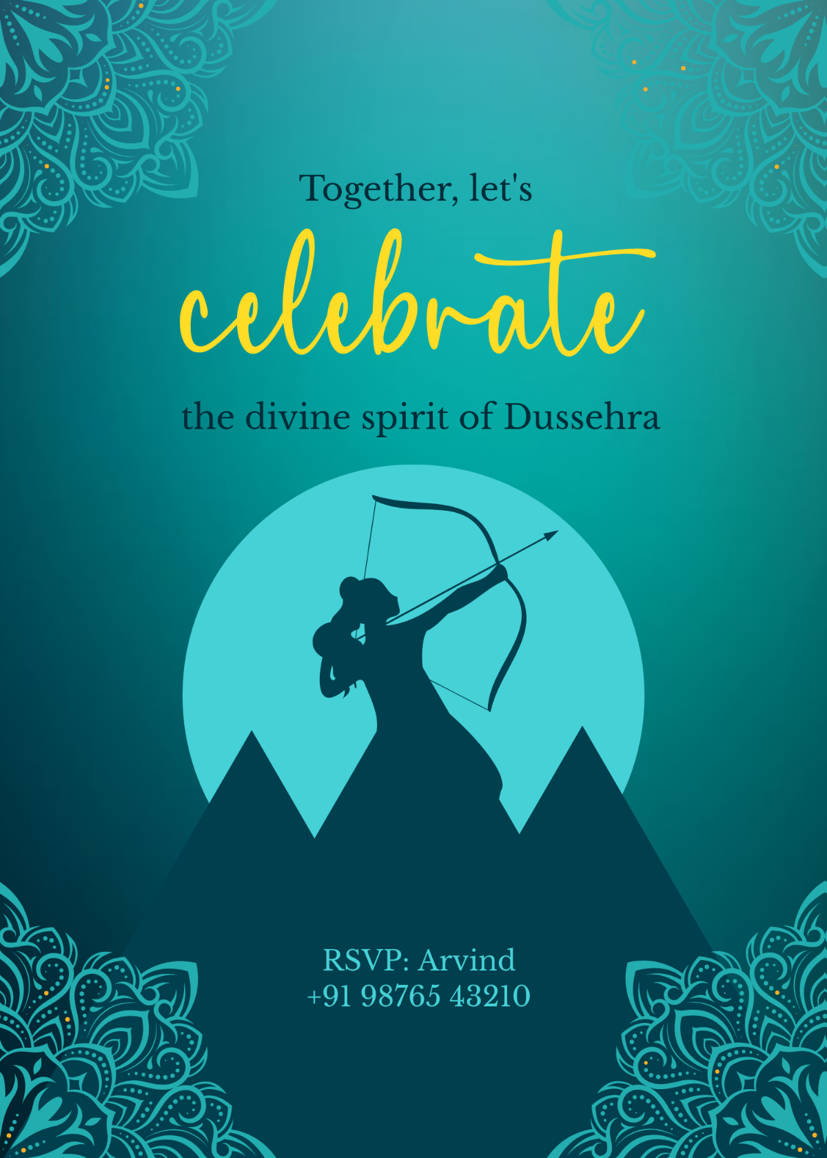 Free Staff Dussehra Invitation Template to Edit Online