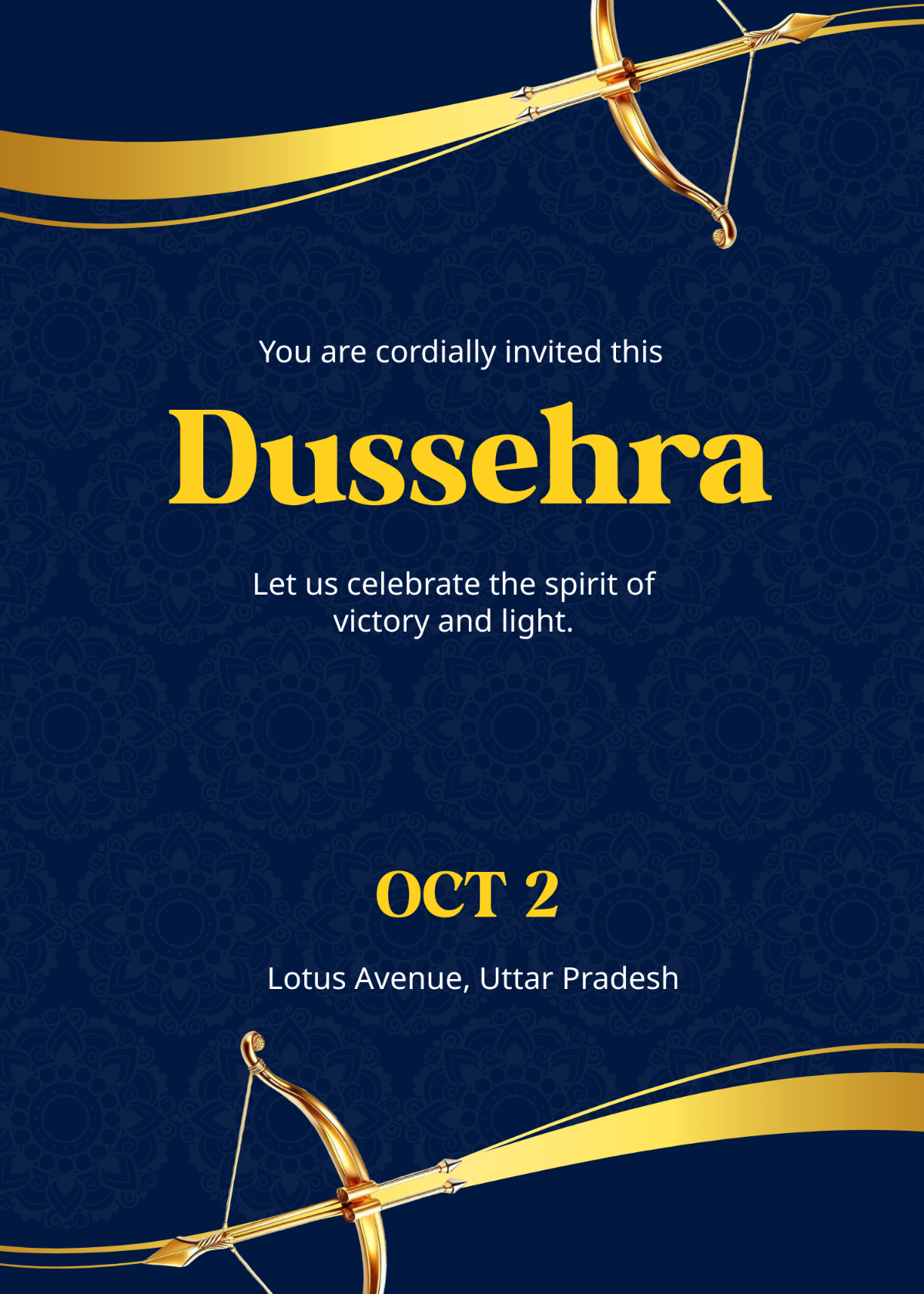 Free Professional Company Dussehra Invitation Template to Edit Online