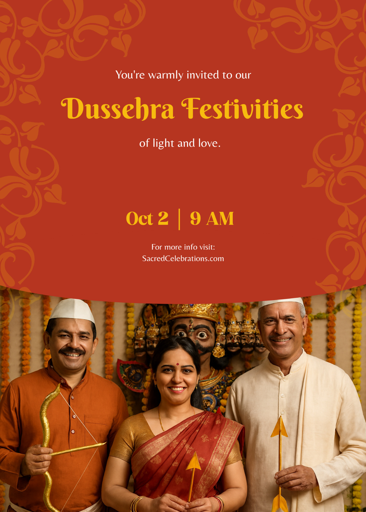 Free Employee Dussehra Invitation Template to Edit Online