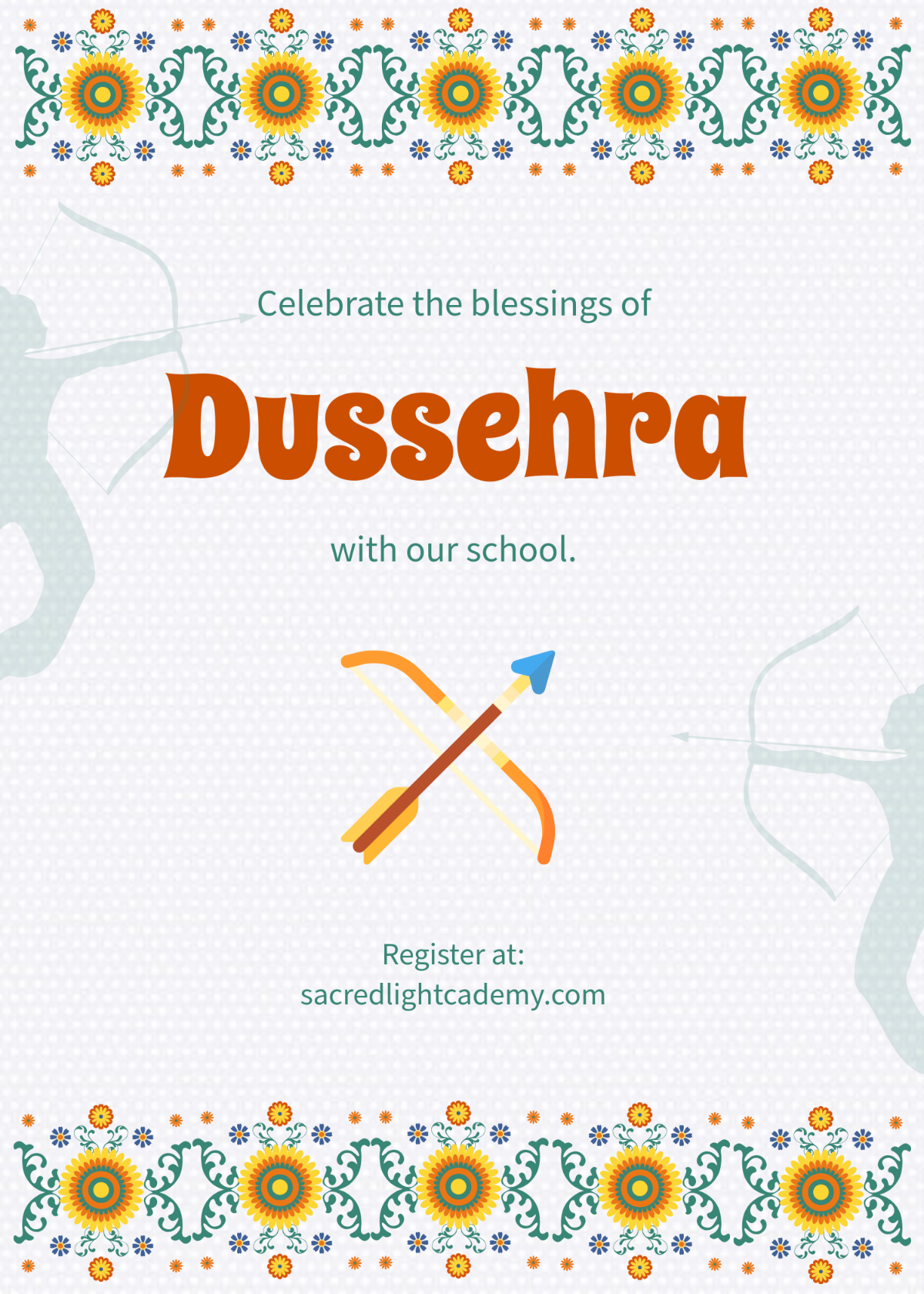 Free School Dussehra Invitation Template to Edit Online