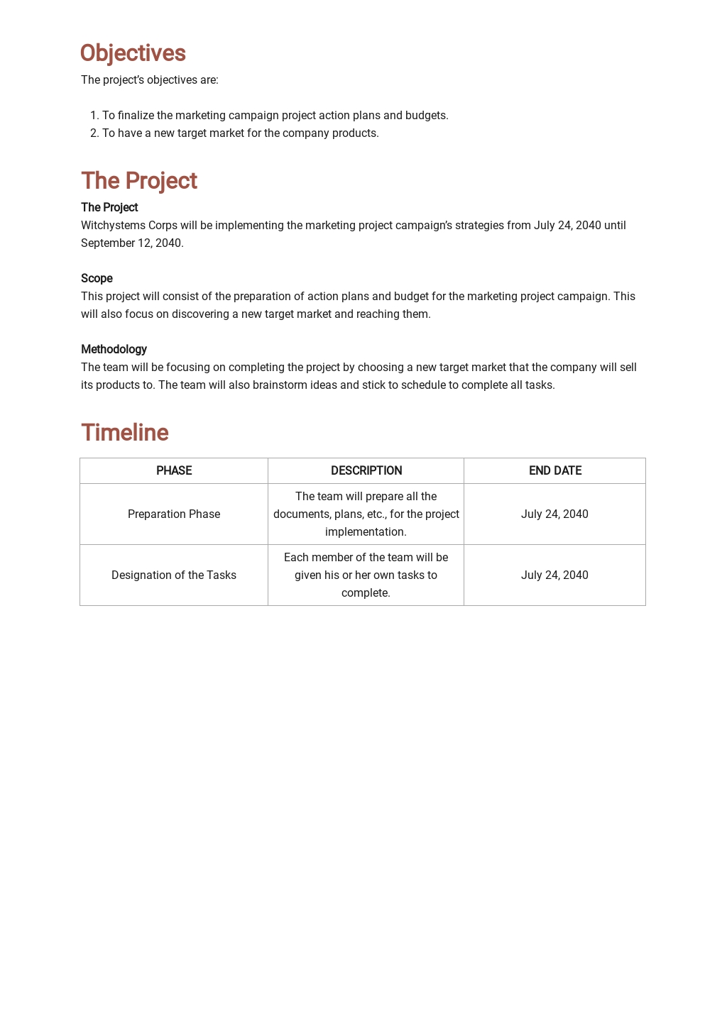 Basic Project Implementation Plan Template [free Pdf] - Google Docs 