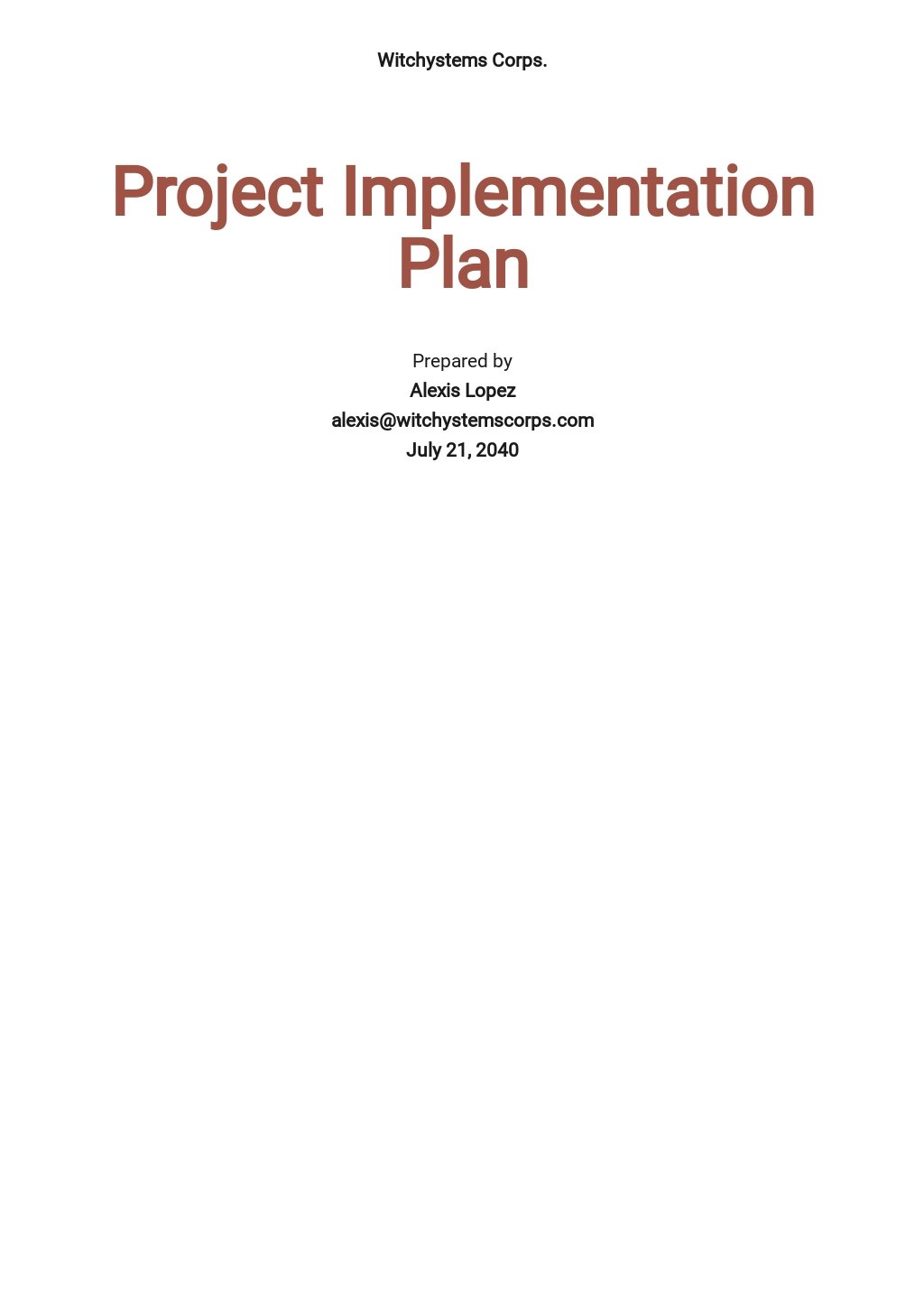 Project Implementation Plan Template Word 2334