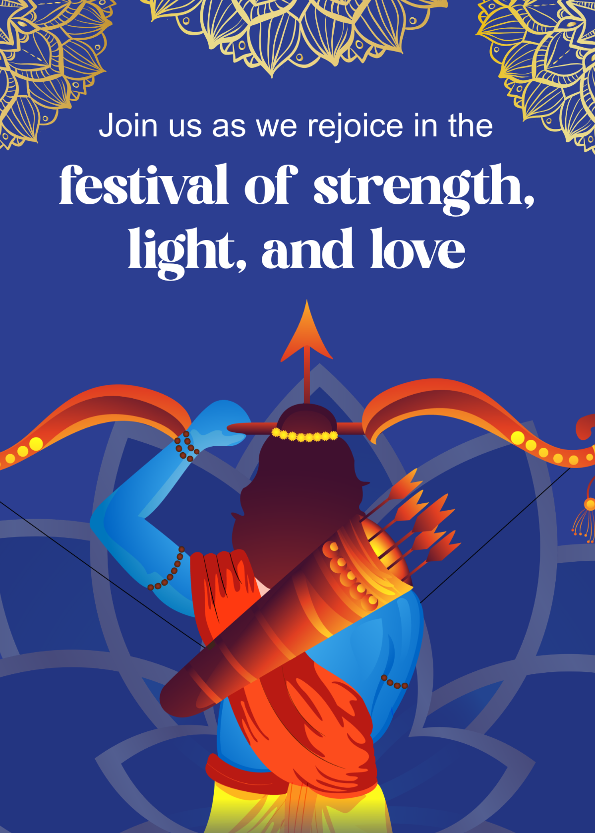 Free Religious Dussehra Invitation Template to Edit Online