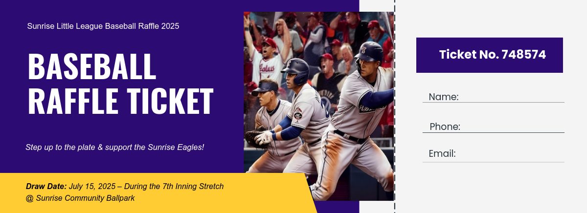 Free Baseball Raffle Ticket Template to Edit Online